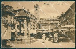 Verona Città Piazza Erbe Mercato Cartolina QT4364 - Verona