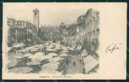 Verona Città Piazza Erbe Mercato Cartolina QT4368 - Verona