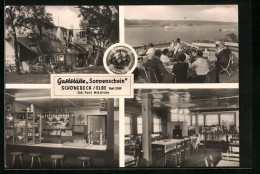 AK Schönebeck /Elbe, Gaststätte Sonnenschein - Gebäude, Terrasse Mit Elbeblick, Gasträume  - Schoenebeck (Elbe)