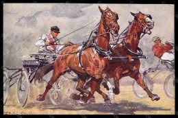 Artist Signed Ludwig Koch Horse Racing Sport Pferd BKWI Serie 473-4 Pc VK6762 - Autres & Non Classés