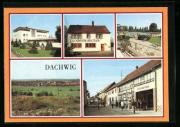 AK Dachwig, Eiscafé, Freibad, Strasse Des Friedens Mit Dorfmuseum  - Otros & Sin Clasificación