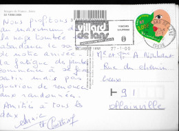 COEUR D YVES SAINT LAURENT TIMBRE DE 2000, SUR CARTE FLAMME VILLARD DE LANS ISERE 2000, CARTE LE VERCORS, A VOIR - Storia Postale