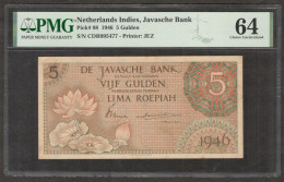 Netherlands Indies 5 Gulden Flower Orange P-88 1946 PMG 64 Ch UNC - Indonesien