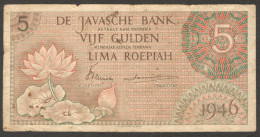 Netherlands Indies 5 Gulden Flower Orange P-88 1946 Fine - Indonesia