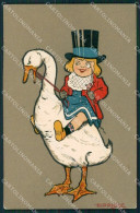 Boy And Goose Hippique Ippica Sport SOFT CREASES Postcard Cartolina QT6789 - Otros & Sin Clasificación