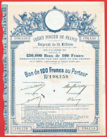 Actions - Crédit Foncier De France à Paris (75) - 28 Décembre 1887 - Bon Au Porteur - Banco & Caja De Ahorros