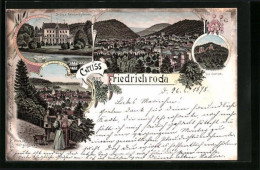 Lithographie Friedrichroda, Schloss Reinhardsbrunn, Gottlob, Blick Vom Herzogsweg  - Friedrichroda