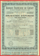 Actions - Banque Française De Crédit à Marseille (13) - Années 1880-1900 - Obligation D'Epargne - Bank En Verzekering