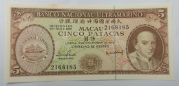 Macau 5 Patacas 1976 P-54 UNC Foxing - Macao