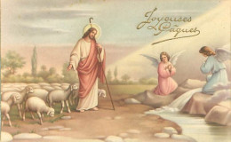 Joyeuses Paques -  Jesus Ange Berger Moutons     Q 2549 - Pasen