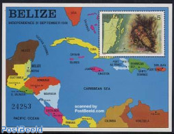 Belize/British Honduras 1982 Independence/marine Life S/s, Mint NH, Nature - Various - Shells & Crustaceans - Maps - C.. - Marine Life