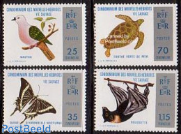 New Hebrides 1974 Animals 4v F, Mint NH, Nature - Animals (others & Mixed) - Bats - Birds - Butterflies - Reptiles - T.. - Nuovi