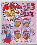 Nevis 2004 Arthur, Valentine 4v M/s, Mint NH, Art - Children's Books Illustrations - St.Kitts Und Nevis ( 1983-...)