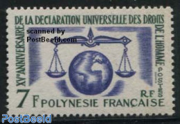 French Polynesia 1963 Human Rights 1v, Unused (hinged), History - Human Rights - United Nations - Nuovi