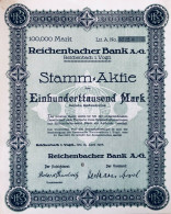 Action Ordinaires: 100.000 Mark - Reichenberger Bank AG I. Vogtl. 1923 - Bank & Versicherung