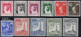 Qatar 1961 Definitives 11v, Mint NH, Nature - Science - Transport - Birds - Mining - Ships And Boats - Boten