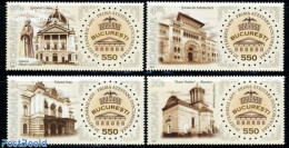 Romania 2009 550 Years Bucharest 4v, Mint NH, Various - Round-shaped Stamps - Art - Architecture - Ungebraucht