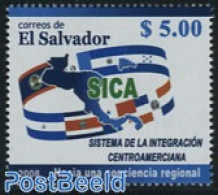 El Salvador 2008 SICA 1v, Mint NH, History - Various - Flags - Maps - Geographie