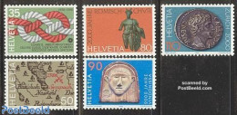 Switzerland 1986 Mixed Issue 5v, Mint NH, History - Various - Archaeology - Maps - Money On Stamps - Ongebruikt