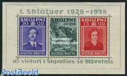 Albania 1938 King 10 Year Jubilee S/s, Mint NH, History - Kings & Queens (Royalty) - Case Reali