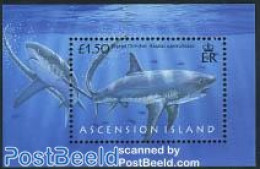 Ascension 2008 Sharks S/s, Mint NH, Nature - Fish - Fische