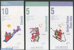 Canada 1996 Christmas 3 Booklets, Mint NH, Religion - Christmas - Stamp Booklets - Art - Children Drawings - Nuevos