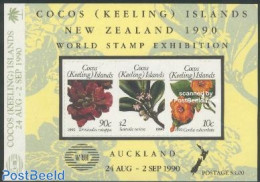 Cocos Islands 1990 New Zealand 90 S/s, Mint NH, Nature - Flowers & Plants - Philately - Islas Cocos (Keeling)