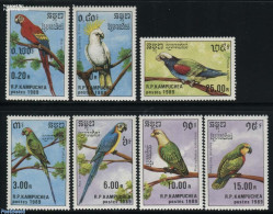 Cambodia 1989 Parrots 7v, Mint NH, Nature - Birds - Parrots - Cambogia