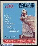 Ecuador 1985 Pope Visit S/s, Mint NH, Religion - Pope - Religion - Papas