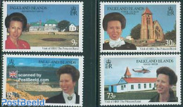Falkland Islands 1996 Princess Anne Visit 4v, Mint NH, History - Religion - Transport - Kings & Queens (Royalty) - Chu.. - Case Reali