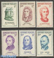 France 1956 Famous Persons 6v, Unused (hinged), History - Performance Art - Politicians - Music - Art - Authors - Self.. - Nuovi