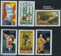France 2008 Circus 6v, Mint NH, Nature - Performance Art - Cat Family - Horses - Circus - Unused Stamps