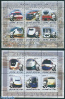 Guinea Bissau 2005 Jules Verne 2x6v M/s, Japanese Locomotives, Mint NH, Transport - Railways - Art - Authors - Jules V.. - Trenes
