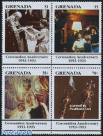 Grenada 1993 Coronation 40th Anniversary 4v, Mint NH, History - Nature - Kings & Queens (Royalty) - Birds - Königshäuser, Adel