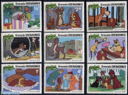 Grenada Grenadines 1981 Christmas, Disney 9v, Mint NH, Nature - Performance Art - Religion - Cats - Dogs - Music - Chr.. - Musique