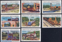 Grenada Grenadines 1984 Locomotives 8v, Mint NH, Transport - Railways - Trenes