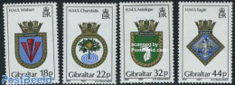 Gibraltar 1987 Naval Arms 4v, Mint NH, History - Nature - Coat Of Arms - Animals (others & Mixed) - Birds - Gibraltar