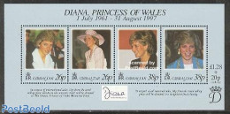 Gibraltar 1998 Death Of Diana S/s, Mint NH, History - Charles & Diana - Kings & Queens (Royalty) - Familias Reales