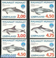 Greenland 1998 Whales 6v, Mint NH, Nature - Sea Mammals - Nuevos