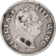 Inde Britannique, Guillaume IV, 1/4 Rupee, 1835, Argent, TB+, KM:448 - Kolonien