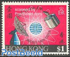 Hong Kong 1969 Satellite Ground Station 1v, Mint NH, Science - Transport - Telecommunication - Space Exploration - Neufs