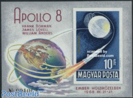 Hungary 1969 Apollo 8 S/s Imperforated, Mint NH, Transport - Space Exploration - Nuovi