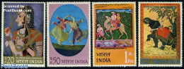 India 1973 Paintings 4v, Mint NH, Nature - Camels - Elephants - Art - Paintings - Nuovi