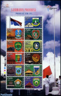 Indonesia 2009 Provincial Emblems 11v M/s, Mint NH, History - Nature - Transport - Coat Of Arms - Birds - Ships And Bo.. - Ships