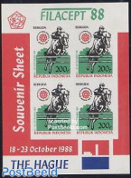 Indonesia 1988 Filacept S/s Imperforated, Mint NH, Nature - Sport - Horses - Sport (other And Mixed) - Philately - Indonésie