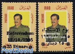 Iraq 1995 Referendum 2v, Mint NH, History - Politicians - Irak