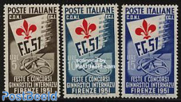 Italy 1951 Gymnastics 3v, Mint NH, Sport - Gymnastics - Autres & Non Classés