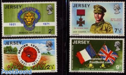 Jersey 1971 British Legion 4v, Mint NH, History - Decorations - Flags - Militarism - Militares