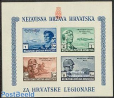 Croatia 1943 Army Imperforated S/s, Mint NH, History - Transport - Militarism - Aircraft & Aviation - Ships And Boats - Militares