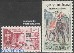 Laos 1960 World Refugees Year 2v, Mint NH, History - Nature - Various - Refugees - Elephants - Int. Year Of Refugees 1.. - Vluchtelingen